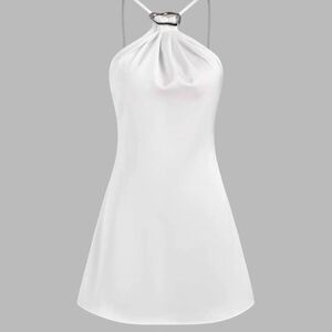 Cider White Halter Mini Dress